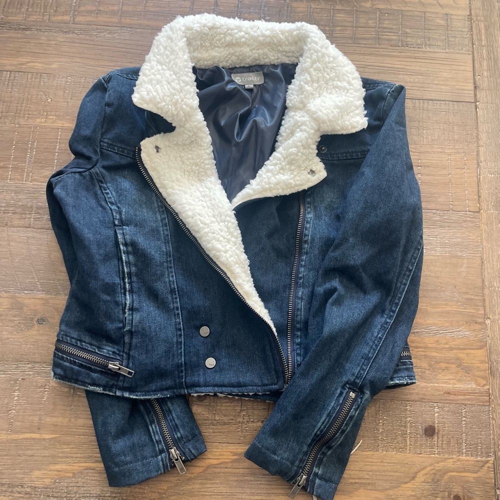 Tractor Kids Denim & Fleece Moto Jacket